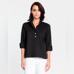 Hinson Wu Aileen 3/4 sleeve button back top - Black, Large